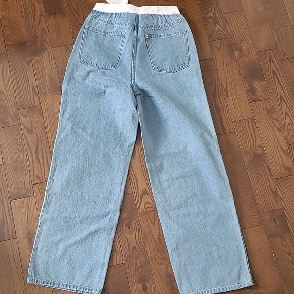 NWT Thakoon Smocked Waist Wide Leg High Rise Light Blue Denim Jeans size 6 - Picture 5 of 13